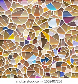 abstract vector stained-glass mosaic background - brown circles