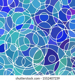 abstract vector stained-glass mosaic background - blue circles