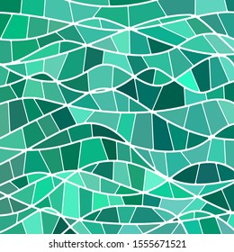 abstract vector stained-glass mosaic background - green and blue