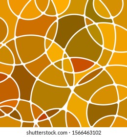 abstract vector stained-glass mosaic background - yellow and brown circles