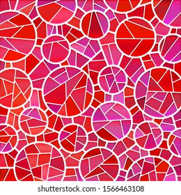 abstract vector stained-glass mosaic background - red circles