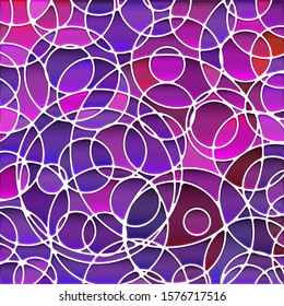 abstract vector stained-glass mosaic background - purple and violet circles