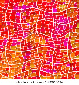 abstract vector stained-glass mosaic background - red and orange