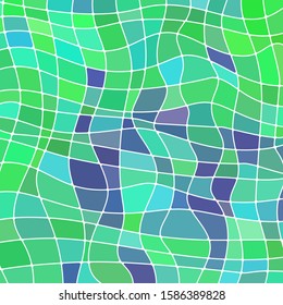 abstract vector stained-glass mosaic background - green and blue