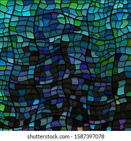 fondo abstracto de mosaico de vidrio teñido - verde y azul