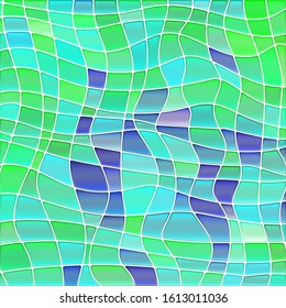 abstract vector stained-glass mosaic background - green and blue