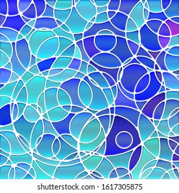 abstract vector stained-glass mosaic background - blue circles