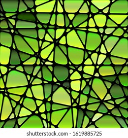 abstract vector stained-glass mosaic background - green and yellow