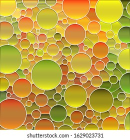 abstract vector stained-glass mosaic background - green and orange circles