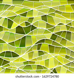 abstract vector stained-glass mosaic background - green waves