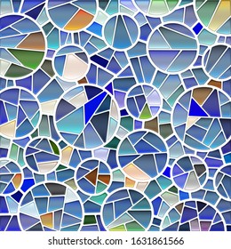 abstract vector stained-glass mosaic background - blue circles