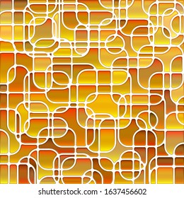 abstract vector stained-glass mosaic background - golden orange