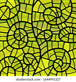abstract vector stained-glass mosaic background - green and yellow