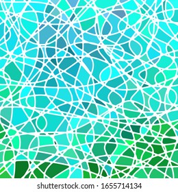 abstract vector stained-glass mosaic background - blue and green