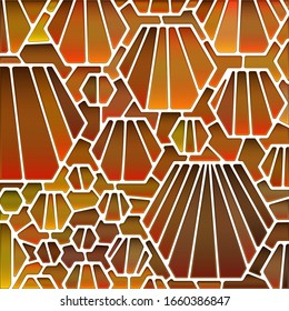 abstract vector stained-glass mosaic background - orange and brown