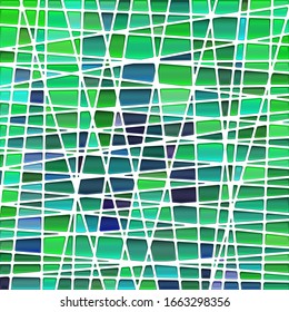 abstract vector stained-glass mosaic background - green and blue