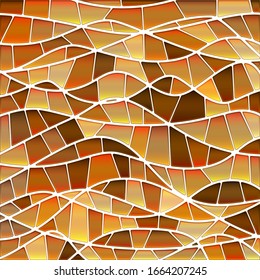 abstract vector stained-glass mosaic background - brown and beige