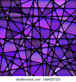 abstract vector stained-glass mosaic background - purple and violet