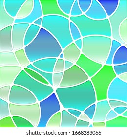 abstract vector stained-glass mosaic background - blue and green circles