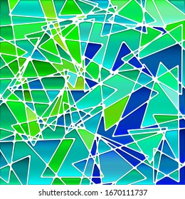 abstract vector stained-glass mosaic background - green and blue