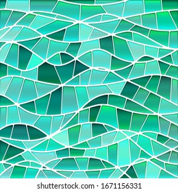 abstract vector stained-glass mosaic background - teal waves