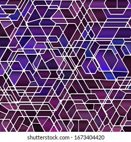 abstract vector stained-glass mosaic background - purple and violet