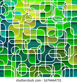 fondo abstracto de mosaico de vidrio teñido vectorial. verde y azul.