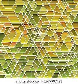 abstract vector stained-glass mosaic background - green and yellow