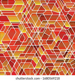abstract vector stained-glass mosaic background - red and orange