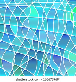 abstract vector stained-glass mosaic background - blue and green