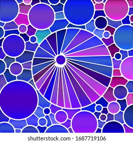 abstract vector stained-glass mosaic background - blue and violet circles