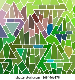 abstract vector stained-glass mosaic background - green triangles