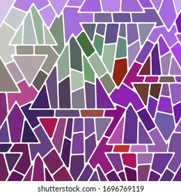 abstract vector stained-glass mosaic background - purple and violet triangles