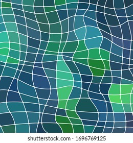 abstract vector stained-glass mosaic background - green and blue
