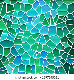 abstract vector stained-glass mosaic background - green and blue