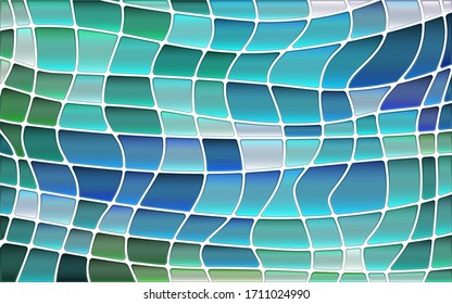 abstract vector stained-glass mosaic background - green and blue