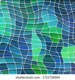 abstract vector stained-glass mosaic background - green and blue