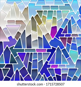 fondo abstracto de mosaico de vidrio teñido - triángulos azules