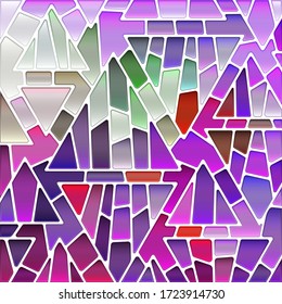 abstract vector stained-glass mosaic background - purple and violet triangles