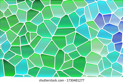 abstract vector stained-glass mosaic background - green and blue