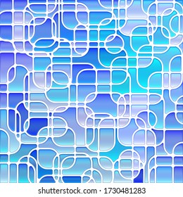 abstract vector stained-glass mosaic background - blue and violet