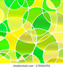 abstract vector stained-glass mosaic background - green and yellow circles