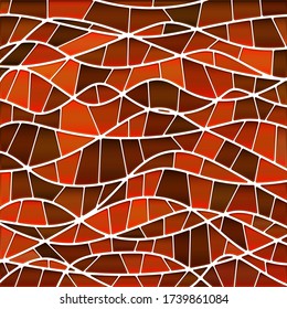 fondo abstracto de mosaico de vidrio teñido vectorial - ondas rojas