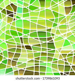 abstract vector stained-glass mosaic background - green and brown