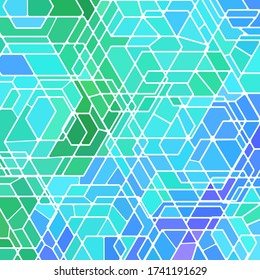 abstract vector stained-glass mosaic background - green and blue