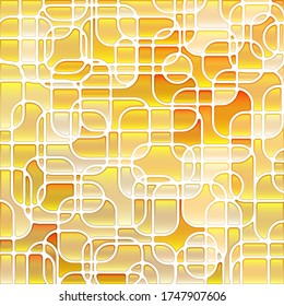 abstract vector stained-glass mosaic background - golden yellow