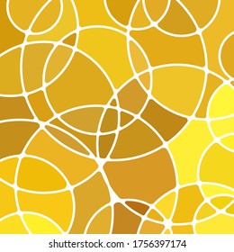 abstract vector stained-glass mosaic background - yellow and brown circles