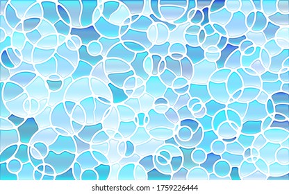 abstract vector stained-glass mosaic background - light blue circles