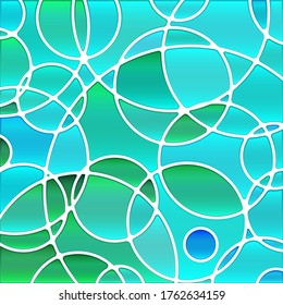 abstract vector stained-glass mosaic background - blue and green circles