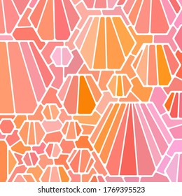 abstract vector stained-glass mosaic background - pink and beige